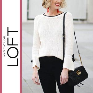 Loft | Tipped Pullover Sweater With Bow Cuff Detail